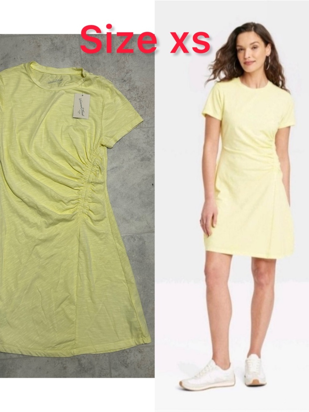 Universal Thread Yellow Ruched‎ Midi Dress